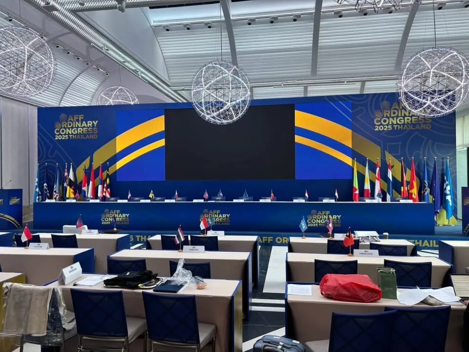 เวทีประชุมและระบบแบรนดิ้งงาน AFF Ordinary Congress 2025 Thailand ที่ออกแบบและติดตั้งโดยทีมงาน