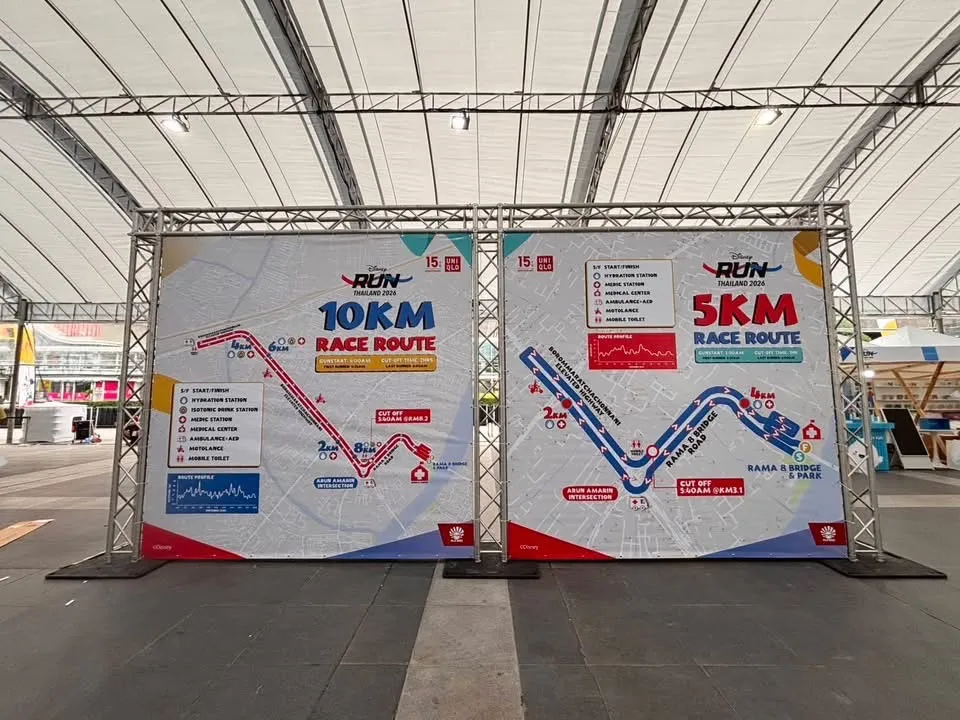 บอร์ดเส้นทางวิ่ง 5KM และ 10KM งาน Disney Run Thailand 2026