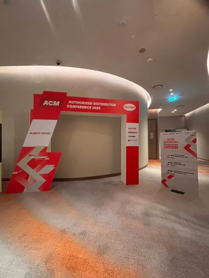 ซุ้มทางเข้า ACM Authorized Distributor Conference 2026 พร้อมป้ายประชาสัมพันธ์ Henkel
