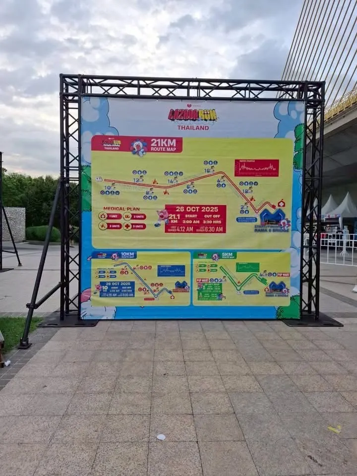 ป้ายแผนที่เส้นทางวิ่ง 21KM งาน Lazada Run Thailand